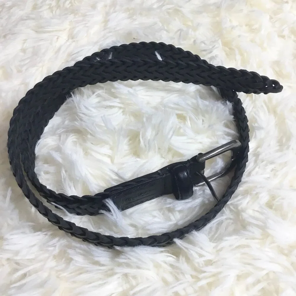 Levis' bonded leather plaited belt silver tone buckle western Cowgirl 37